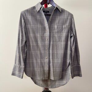 Madewell Easy Button Up Shirt in Grey Plaid Flannel size XS (orig. $88)